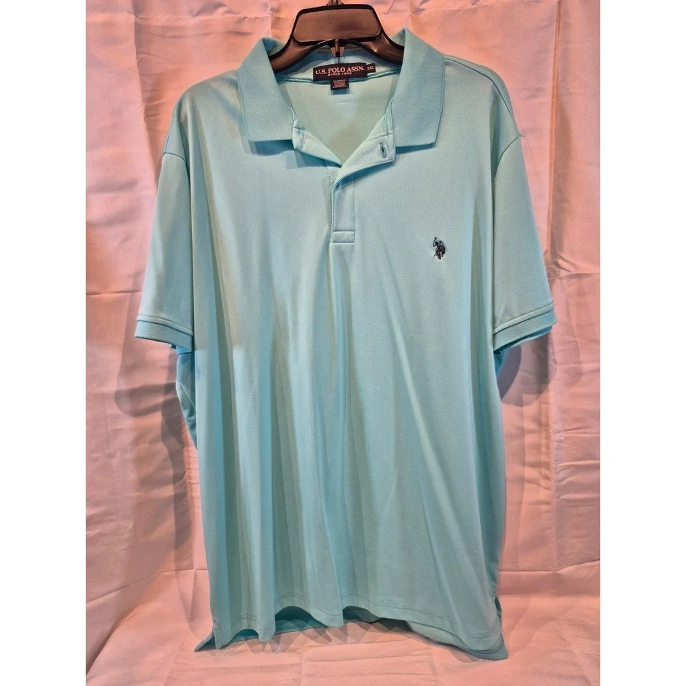 US Polo Assn Mens Polo Shirt Aqua‎ Blue Short Sleeve XXLarge Embroidered Logo